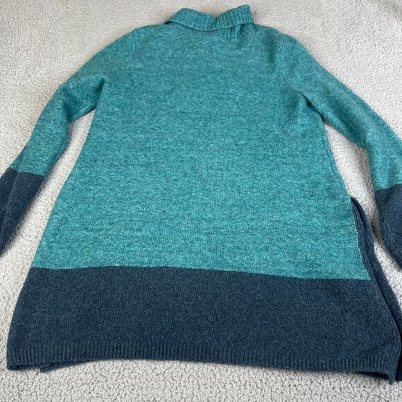 Soft Surroundings Tunic Sweater Women S Teal Wool Blend Side Button Shawl Collar - Picture 6 of 14